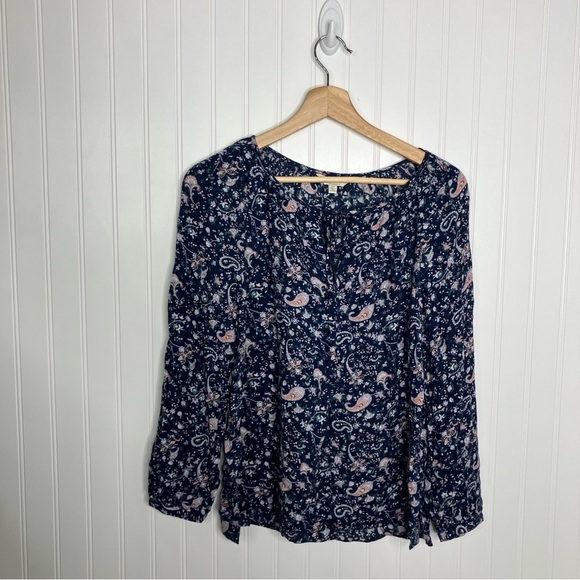 Lucky Brand Top Small Floral Multicolor Casual Summer Fall Women’s Peasant Boho - Picture 1 of 8
